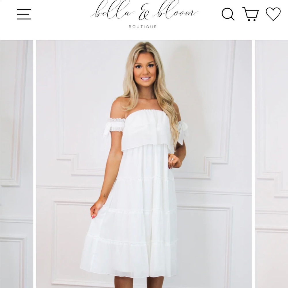 White tiered midi dress Bella and bloom boutique